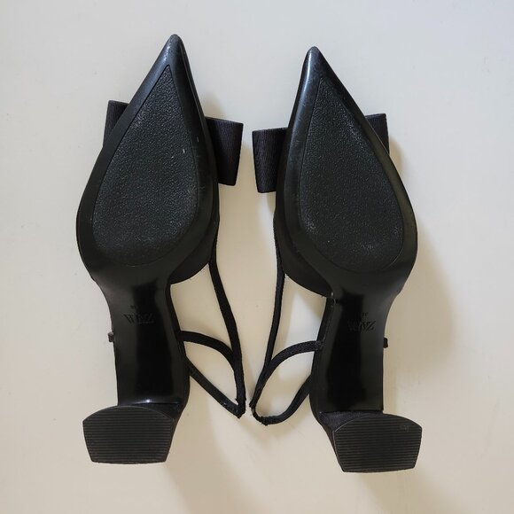 ZARA Bow Block Heel Slingbacks | Black - Picture 8 of 9